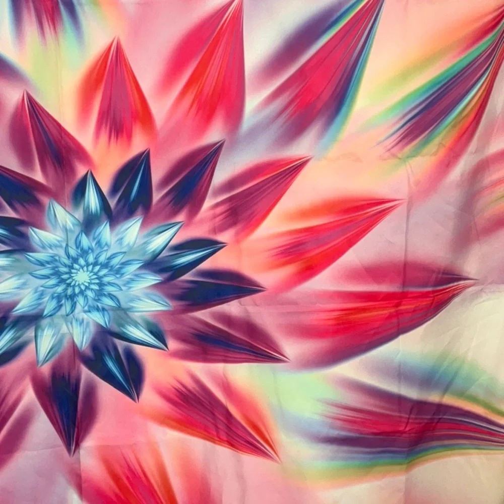 Vibrant Fractal Flower/Starburst Tapestry